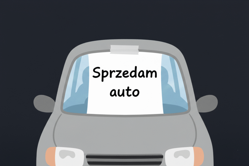 Ogłoszenie wzór sprzedam samochód PDF – kartka za szybę